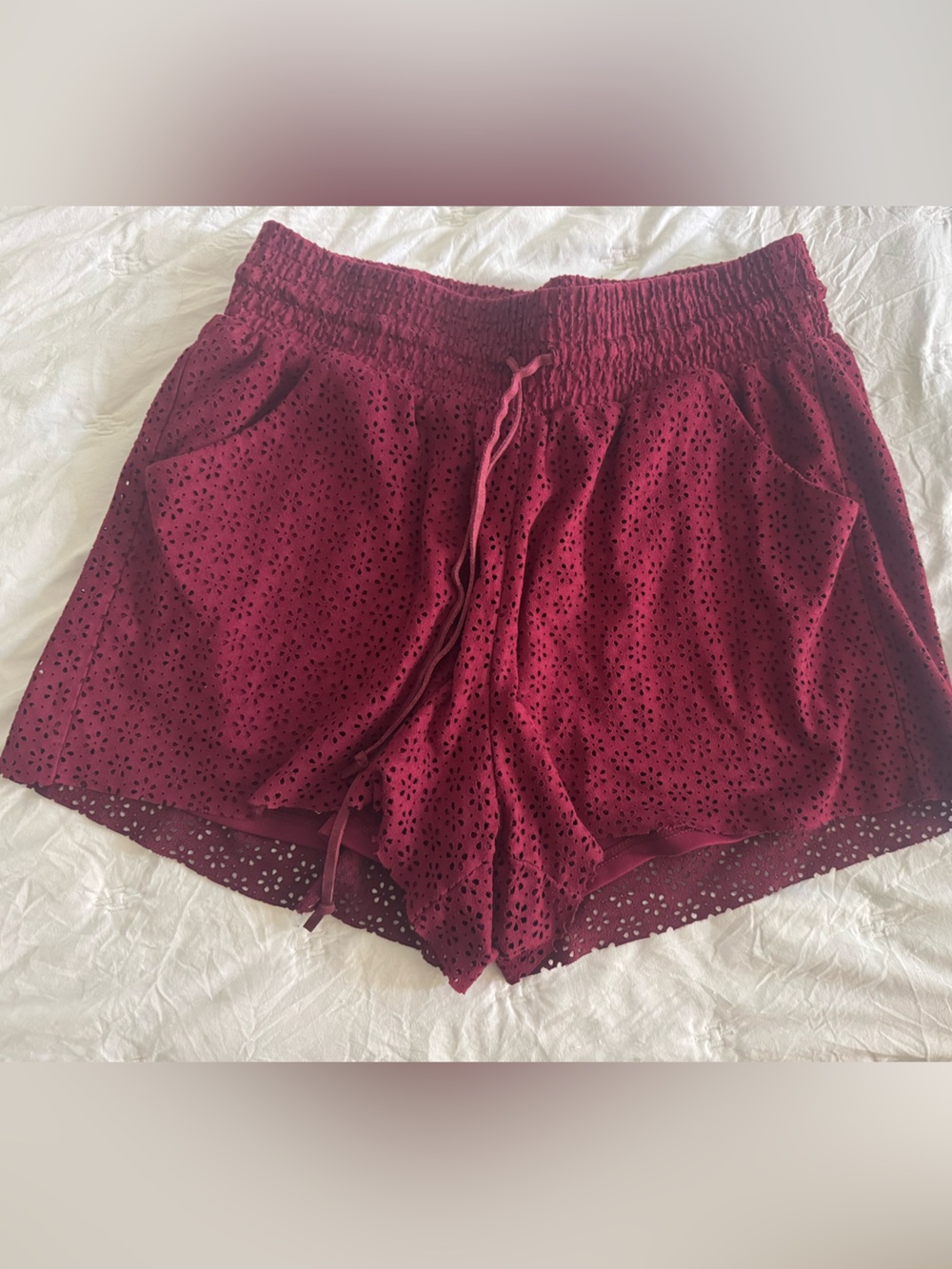 Maurices Smocked Waist Burgundy Shorts